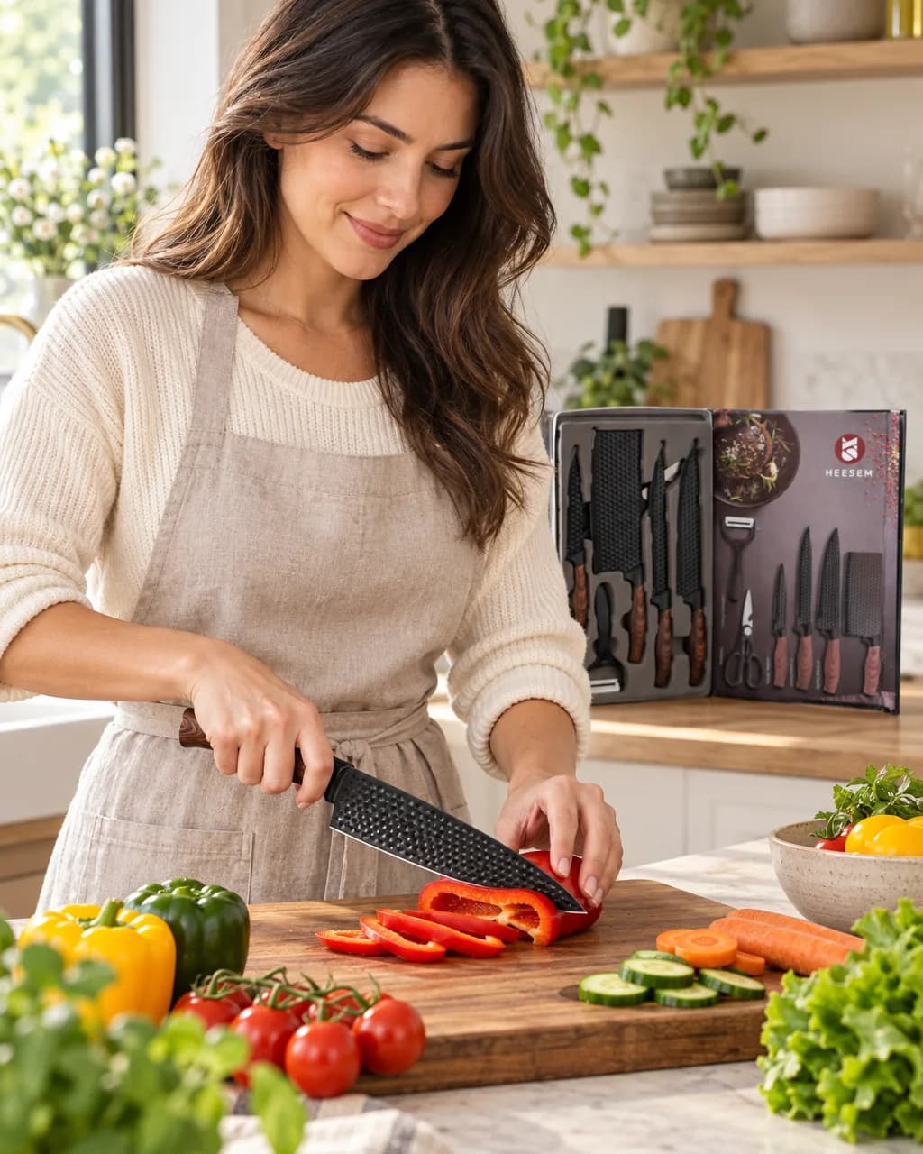 Pessoa usando o kit Terrus Black em uma cozinha bonita